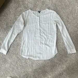 Ann Taylor White Black Patterned Blouse Size Small